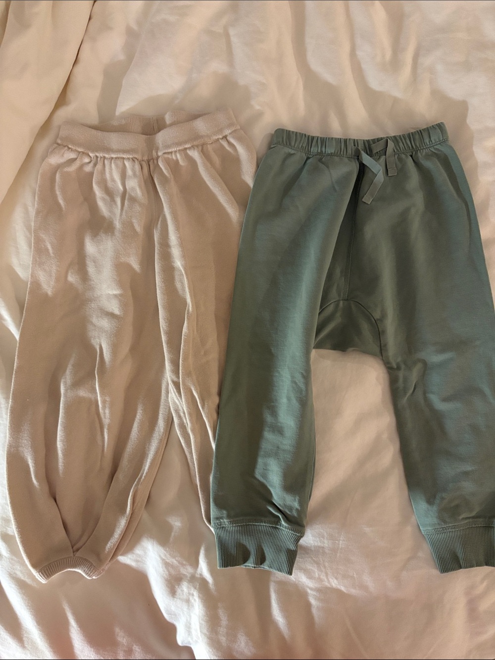 Kids Neutral Cream and Green Jogger Pants - 2 Pack 4t